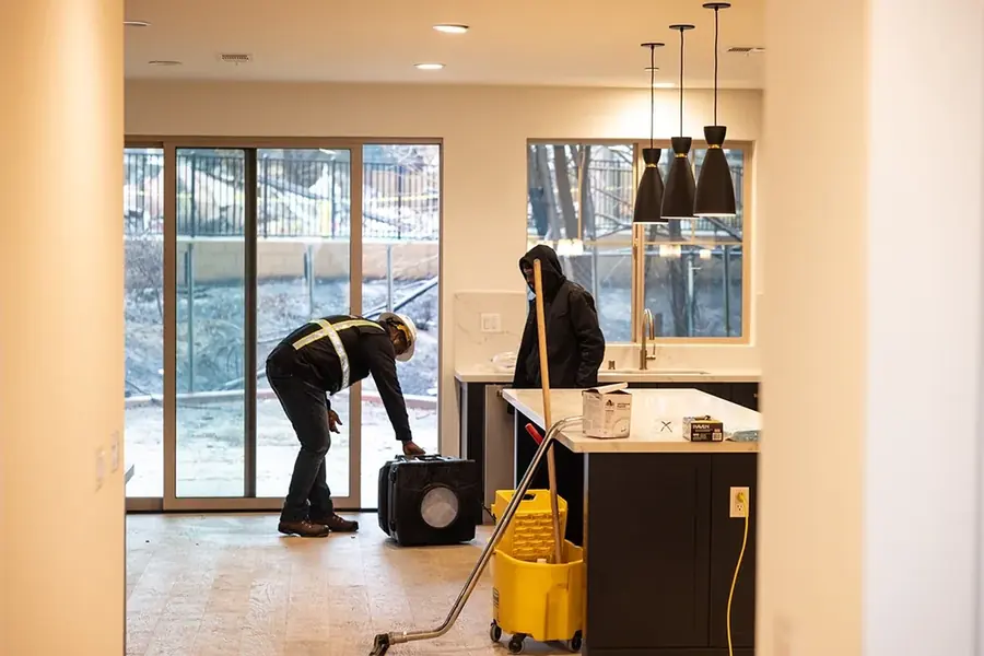 Restoration crew extracting water inside a Colorado Springs home