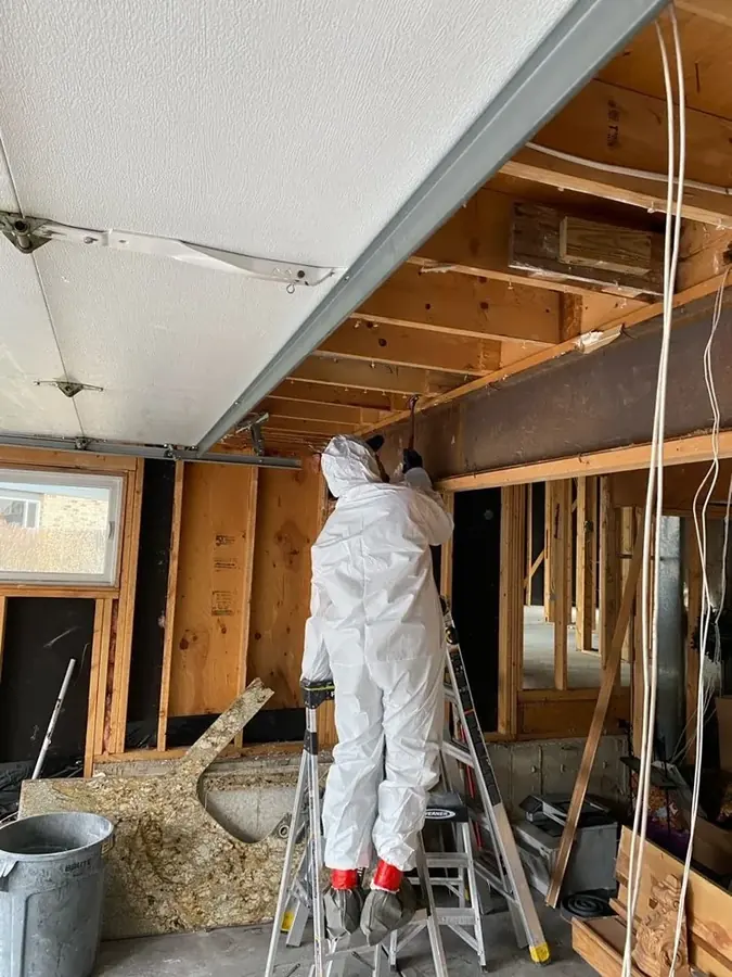 Wall opened to dry the cavity after a burst pipe in Colorado Springs