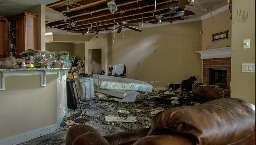 Water-stained and bulging ceiling in a Colorado Springs home