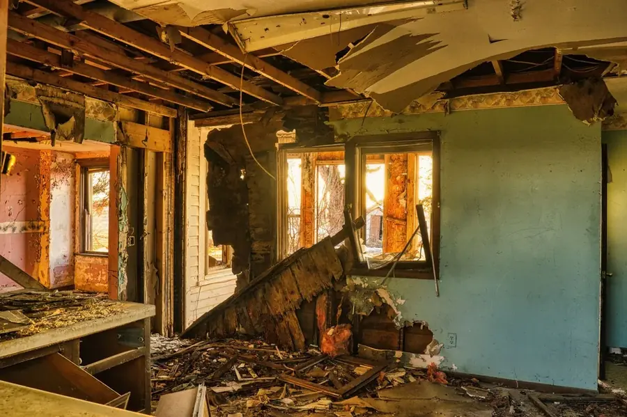 Hail-driven roof leak and water damage on a Colorado Springs ceiling