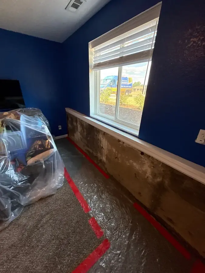 Snowmelt and storm water flooding a lower level in Colorado Springs